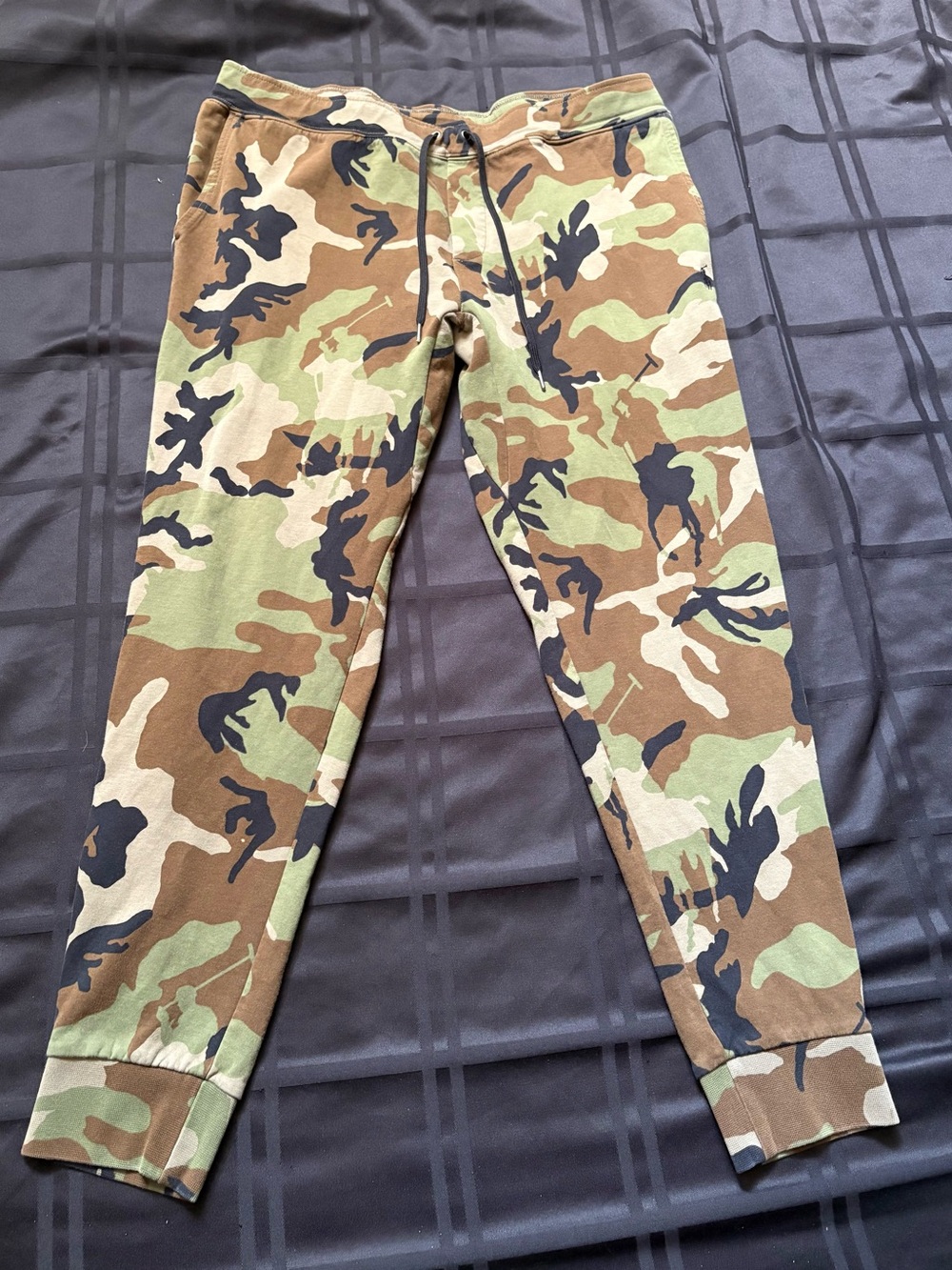 Polo Ralph Lauren Double Knit Jogger Sweatpants Green Camouflage Pony Mens XL